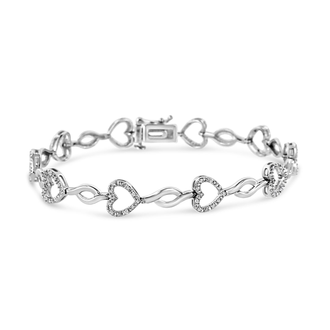 Elegant .25ct Diamond Heart & Leaf Link Bracelet (1 of 3)