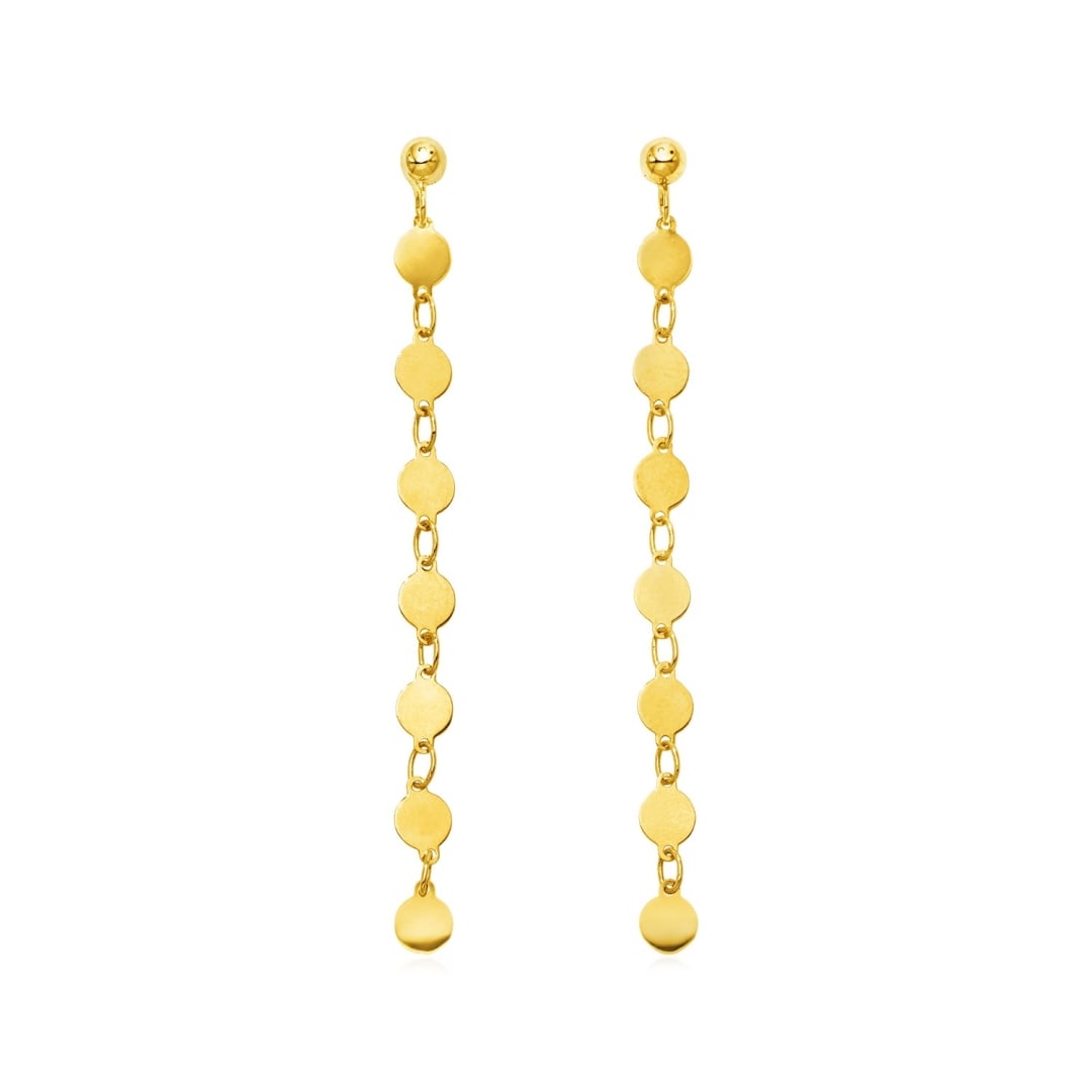 14k Gold Polished Circles Post Dangle Earrings (1 of 1)