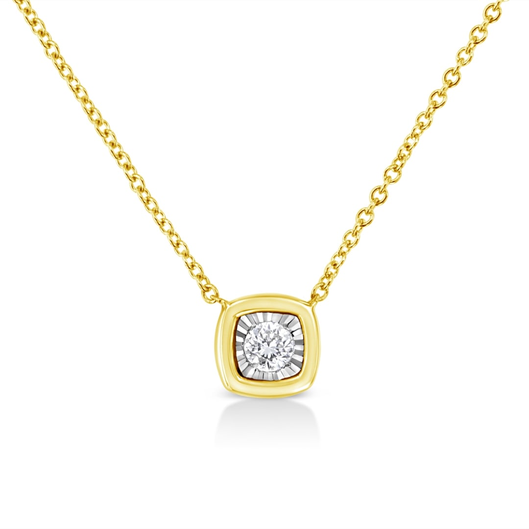 10k Gold Pl. .10ct Diamond Cushion Shape Necklace (1 of 5)