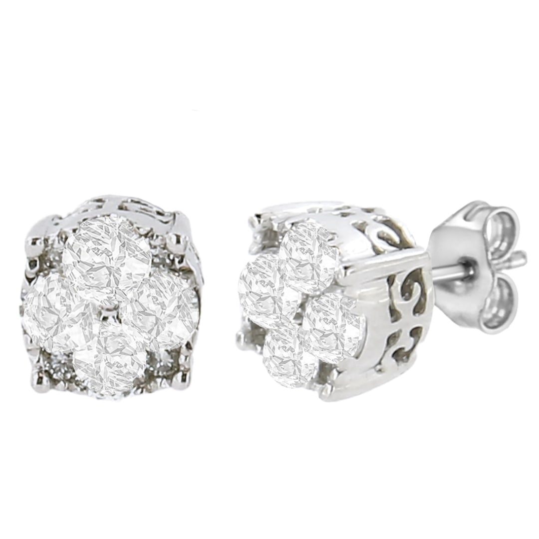 Sparkling .50ct Diamond Cluster Earrings: These earrings feature 16 round-cut lab-grown diamonds, totaling 0. 50 carats, expertly set in a prong setting, radiating a captivating brilliance. With an approximate si1-i2 clarity and f-g color, th
