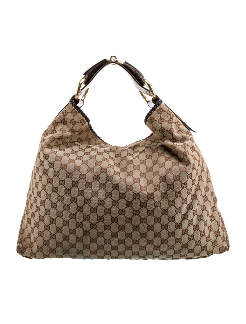 Gucci Gg Chain Canvas Horsebit Top Handle Bag (1 of 6)