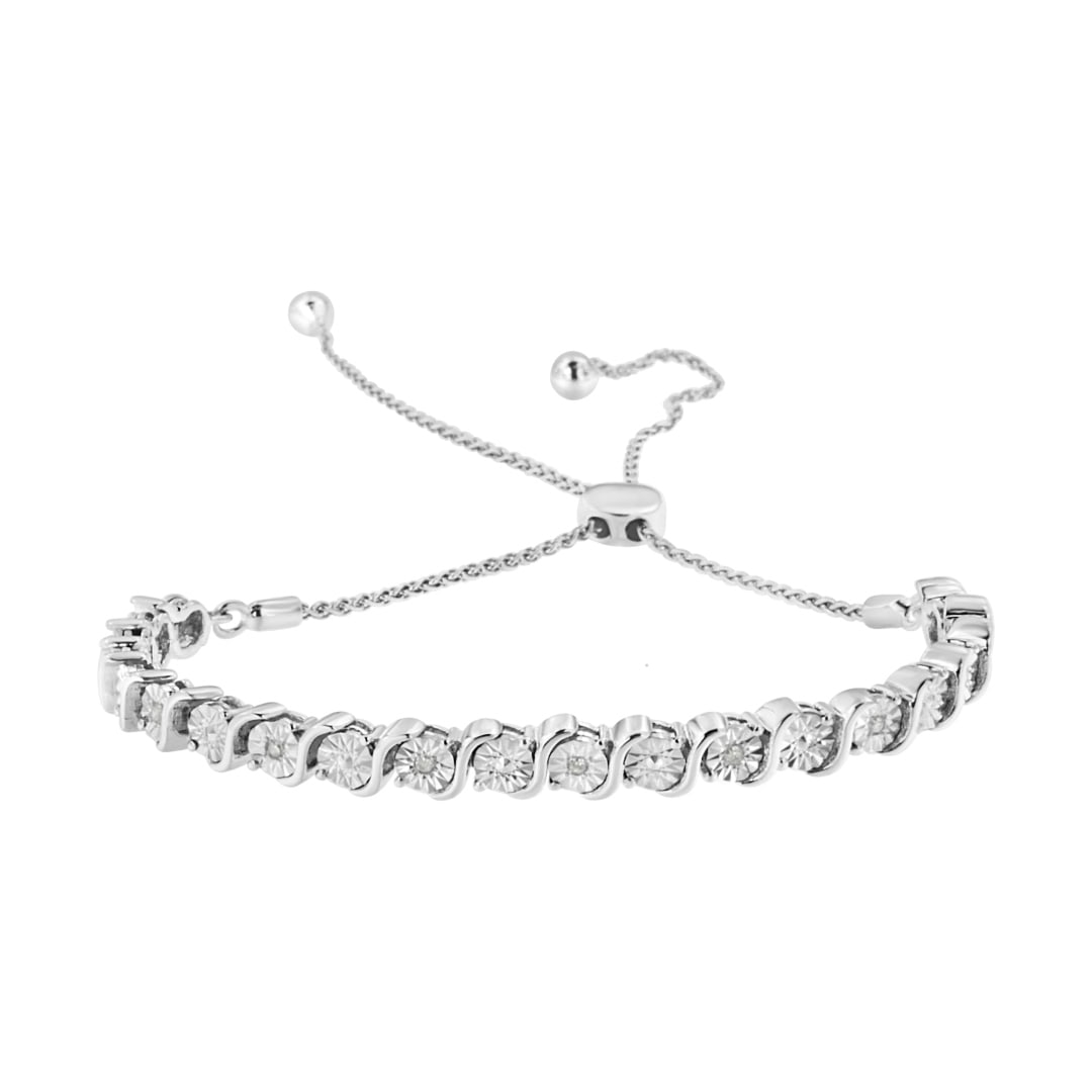 Elegant .10ct Diamond Bypass Stye S Link Bracelet (1 of 3)