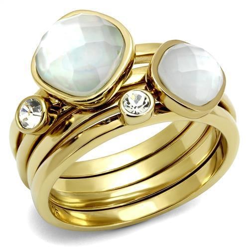 14k Gold Ip .20ct White Topaz & Glass Ring Set (1 of 3)