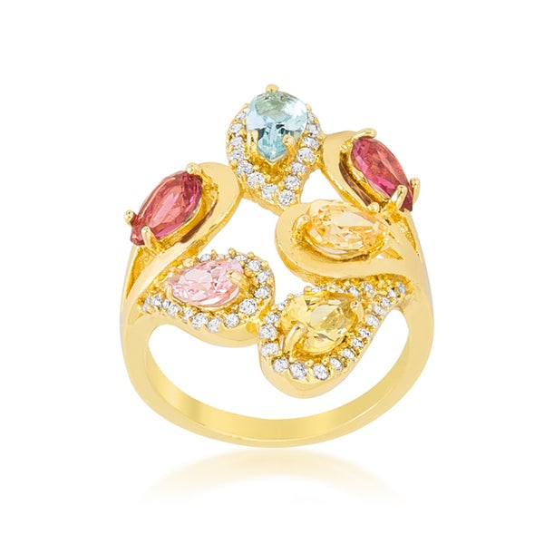 18k Gold-pl. 3.16ct Gemstone Contemporary Ring (1 of 2)