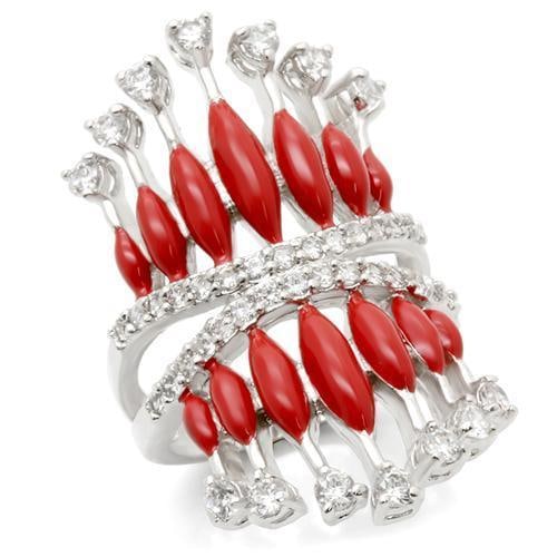 Round .42ct White Topaz Red Bars Cocktail Ring (1 of 4)