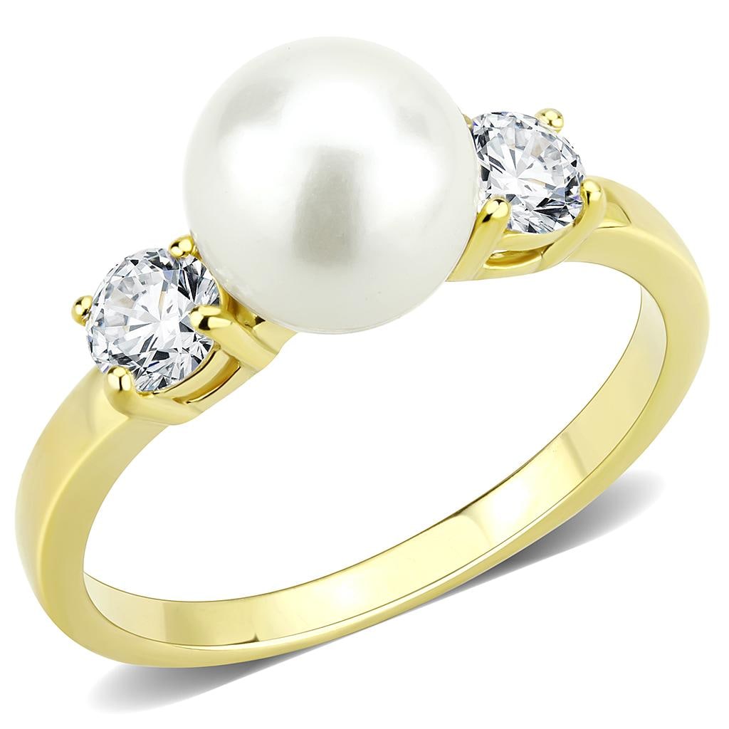 Fancy .50ct White Sapphire & White Pearl Ring (1 of 1)