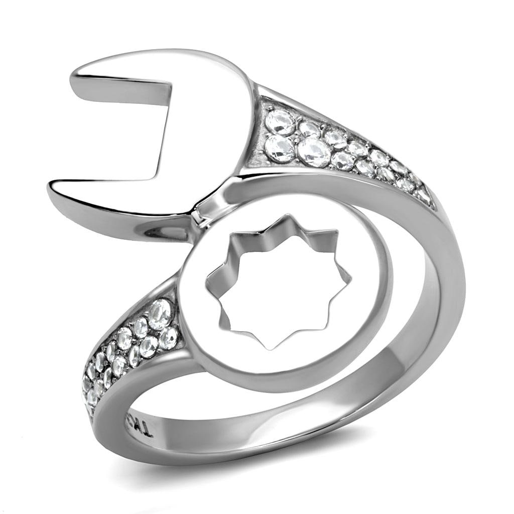 Stylish .25ct White Sapphire Wrench Shape Ring (1 of 3)