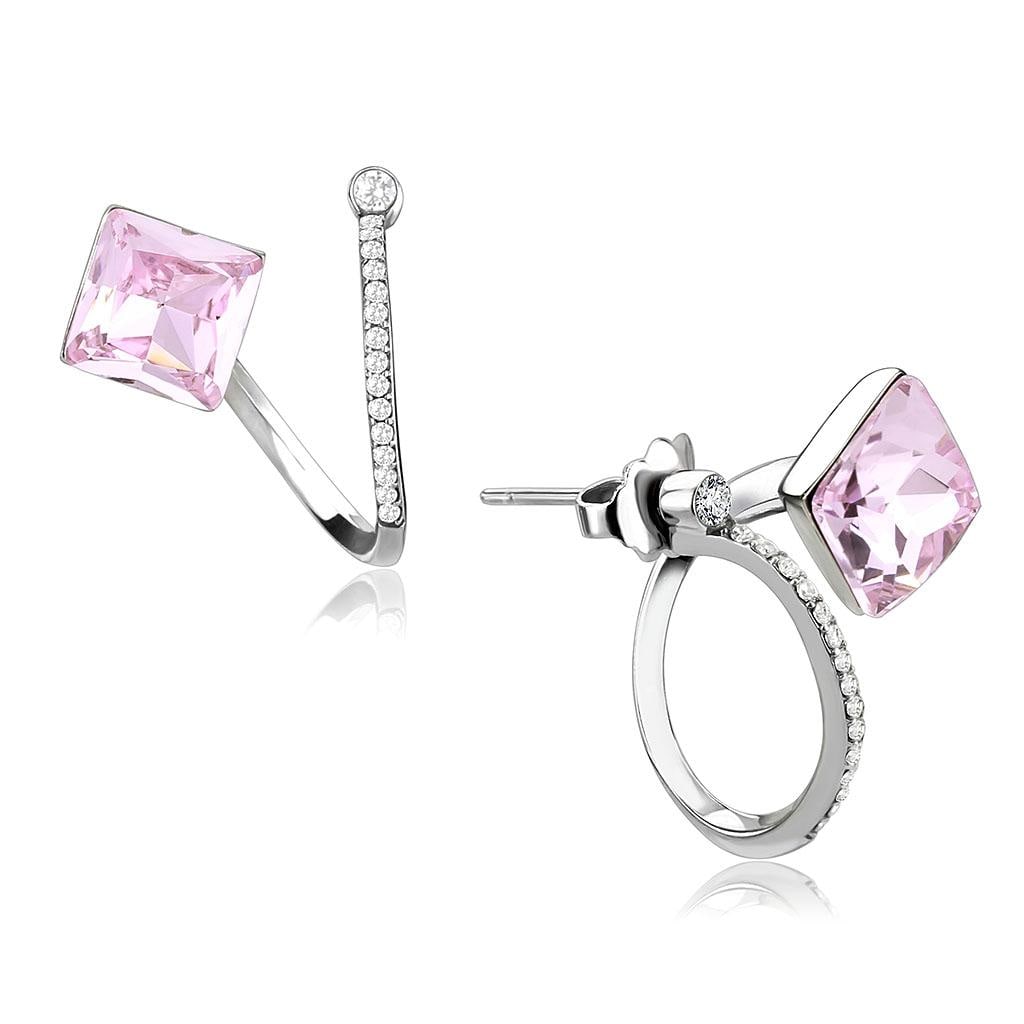 Square 3.01ct Light Rose Topaz Post Earrings (1 of 1)