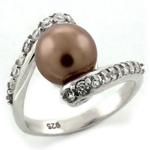 Elegant .60ct White Sapphire & Pearl Bypass Ring (1 of 1)