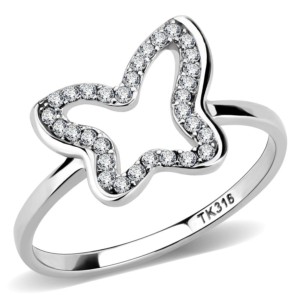Cute .08ct White Sapphire Open Butterfly Ring (1 of 1)
