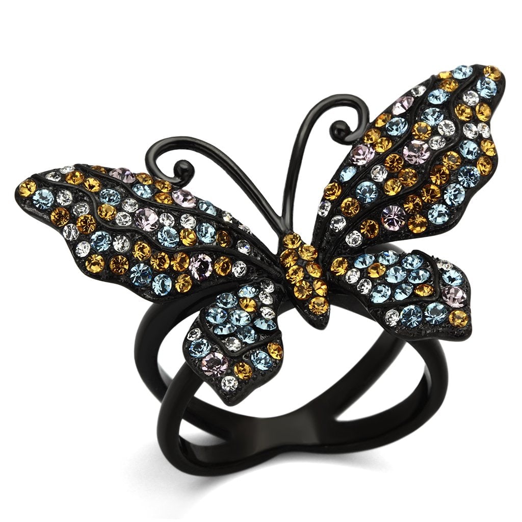 Black Ip .56ct Multi-color Topaz Butterfly Ring (1 of 1)