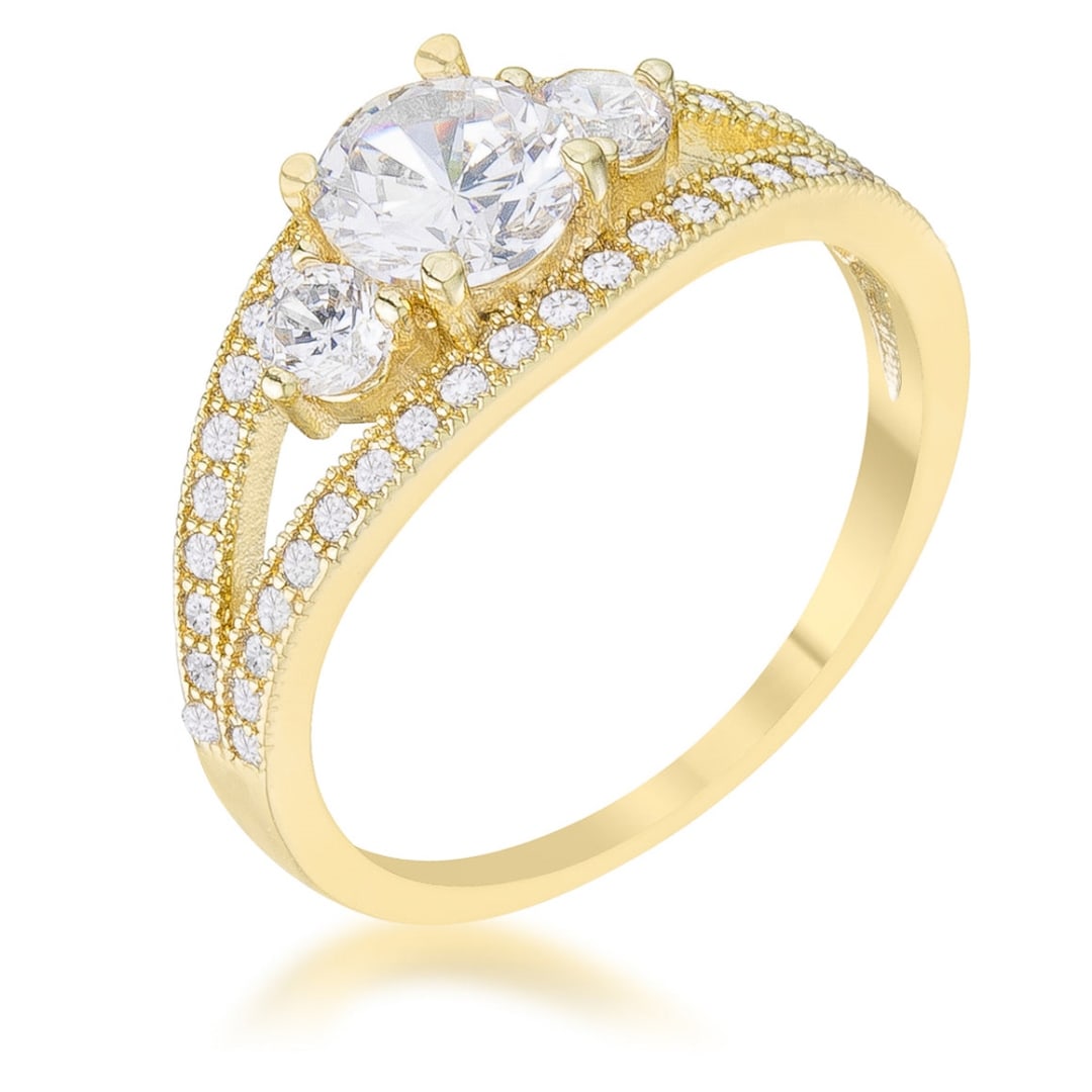 14k Gold-pl. 1.45ct White Sapphire 3-stone Ring (1 of 5)