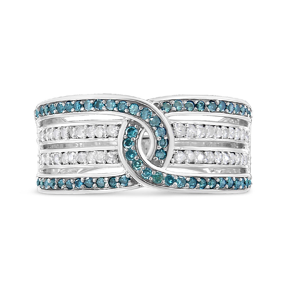 Exquisite .52ct White & Blue Diamond Bypass Ring (1 of 7)