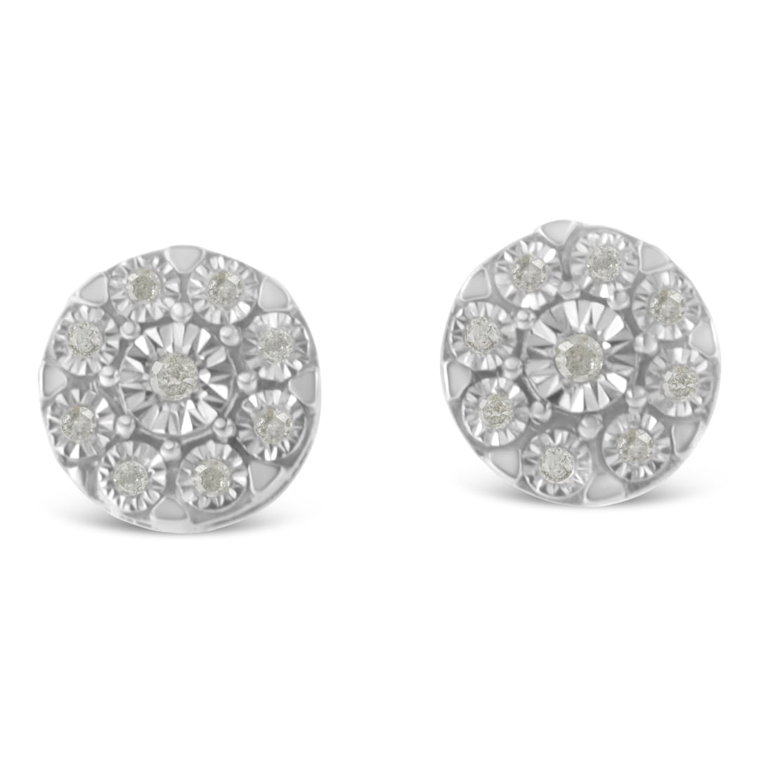Round .20ct Diamond Floral Cluster Stud Earrings (1 of 5)