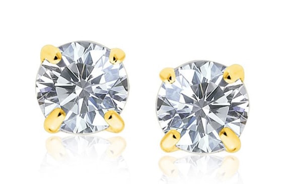 14k Gold Round .50ct White Topaz Stud Earrings (1 of 1)