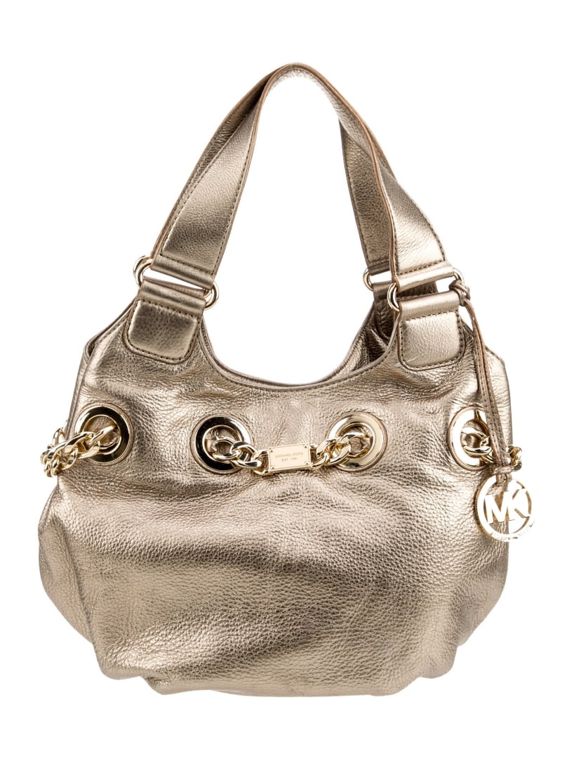 Michael Kors Metallic Lthr Chain-link Snap Clutch (1 of 5)