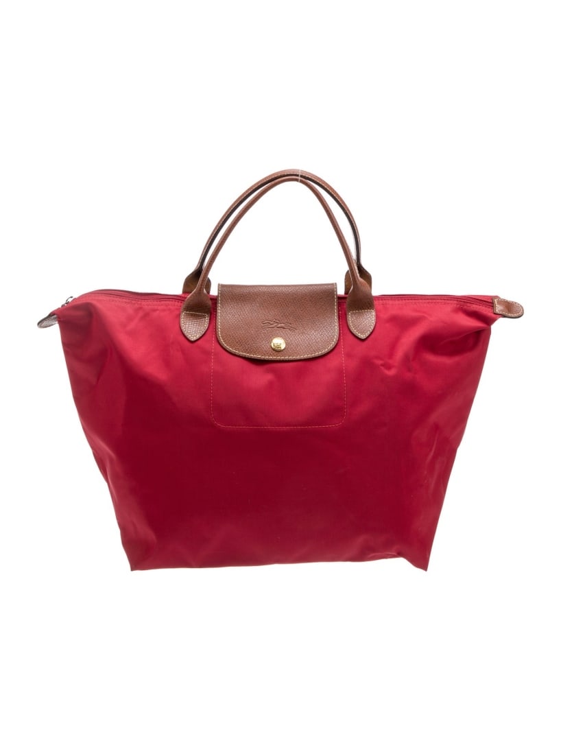 Longchamp Red Nylon Gold-tone Hdw Snap Cls Tote (1 of 5)