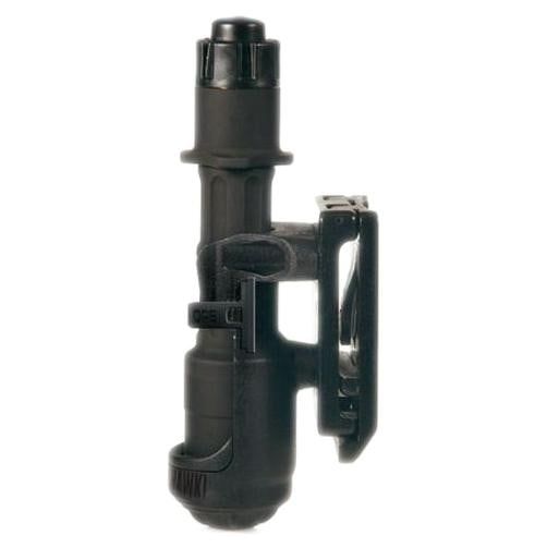 Blackhawk! Black Night-ops Flashlight Holder: This flashlight pouch comes with a quick disconnect belt loop for easy attachment, ensuring convenience. It also includes a rubber retention strap for added security. The pouch supports both bezel-up 