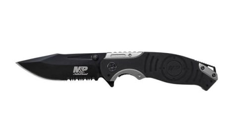 Smith & Wesson Black/gray Drop Point Blade Knife (1 of 1)