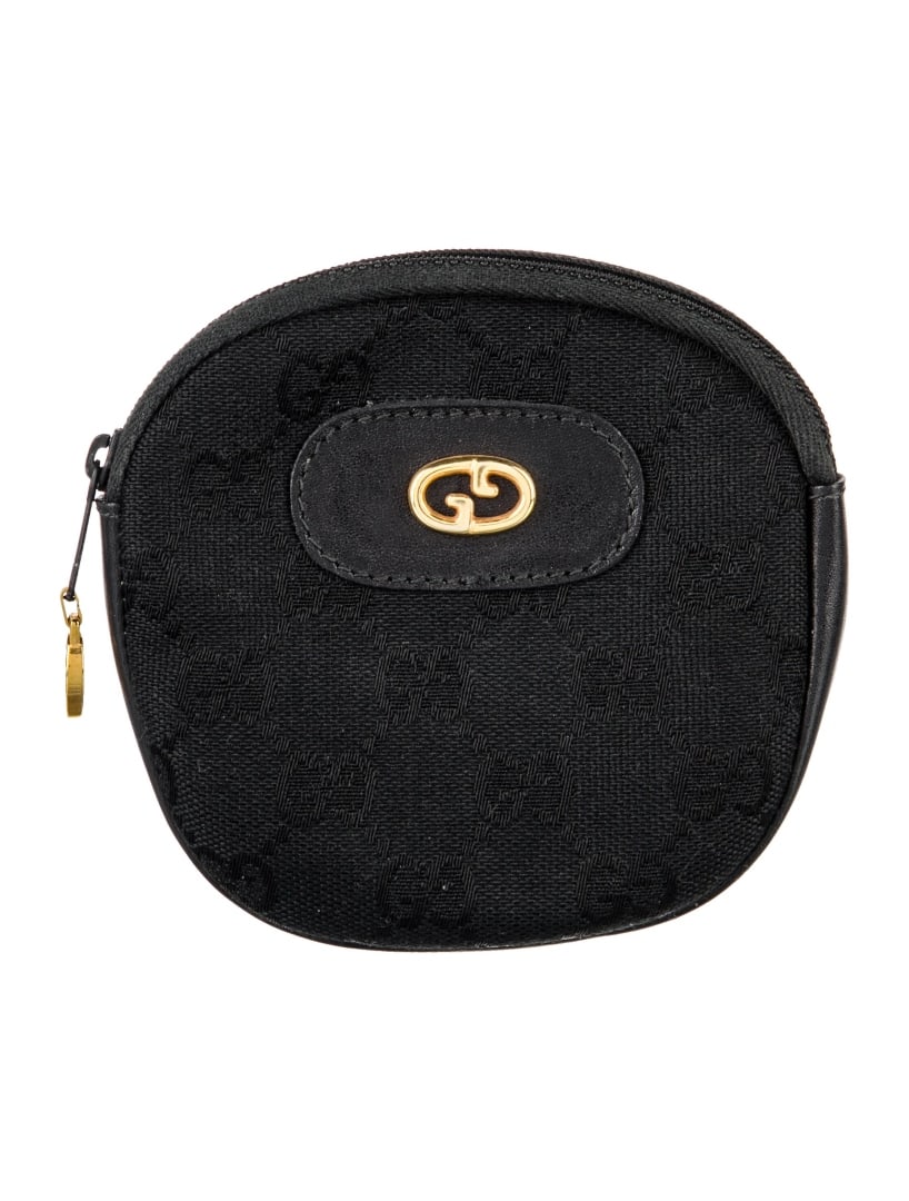 Gucci Black Canvas Tonal Hdw Zip Cls Coin Pouch (1 of 2)