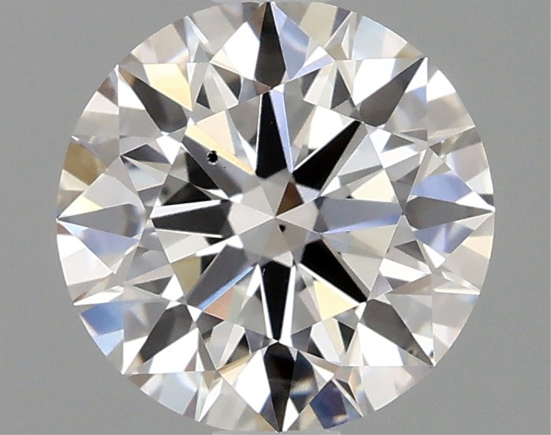 Igi Certified Round Cut 1.35ct Vs2 Lab Diamond: This igi-certified lab-grown round cut diamond weighs 1. 35 carats and showcases an f color grade with vs2 clarity. It features an ideal cut with excellent polish and excellent symmetry with no fluore