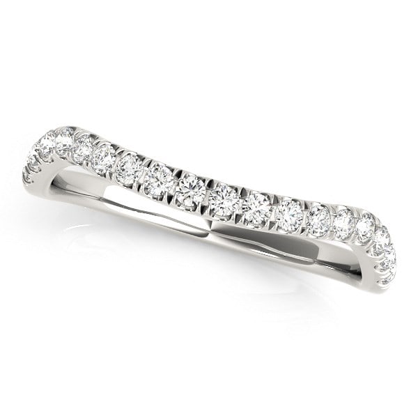 14k Wgold Round .24ct Diamond Curve Design Band (1 of 1)