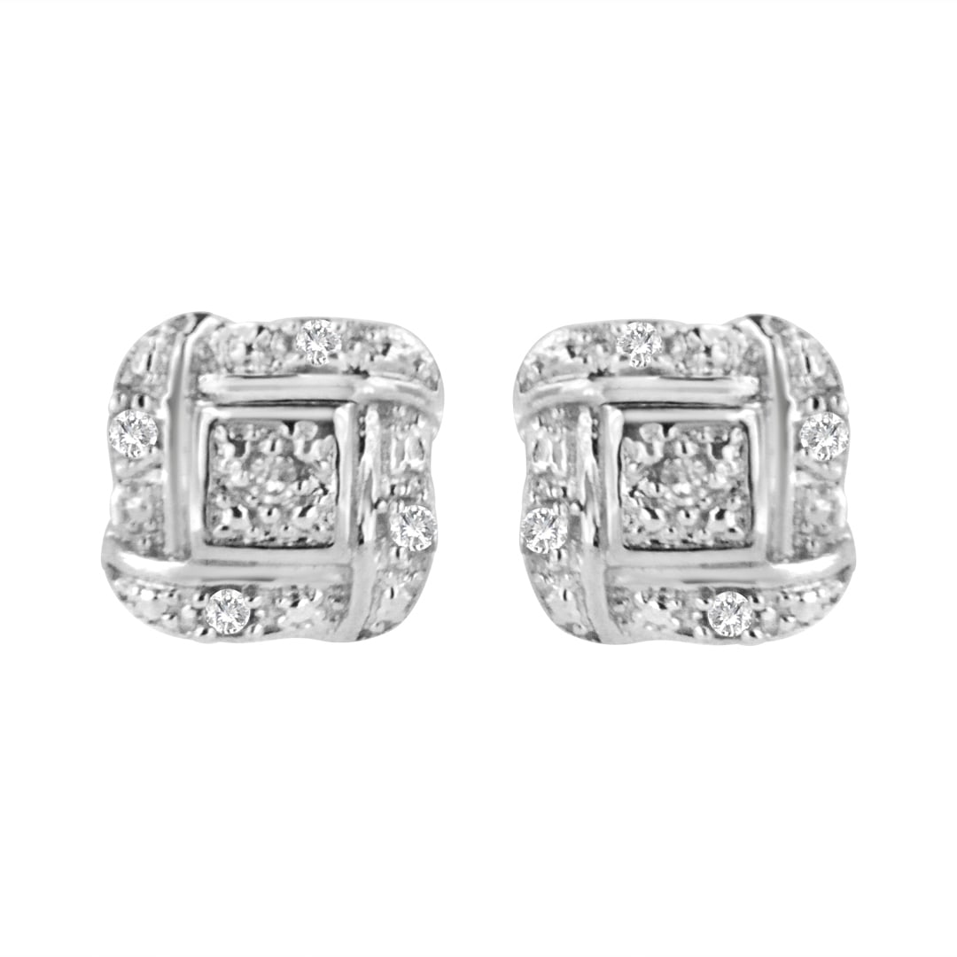 Round .04ct Diamond Square Stud Earrings (1 of 5)
