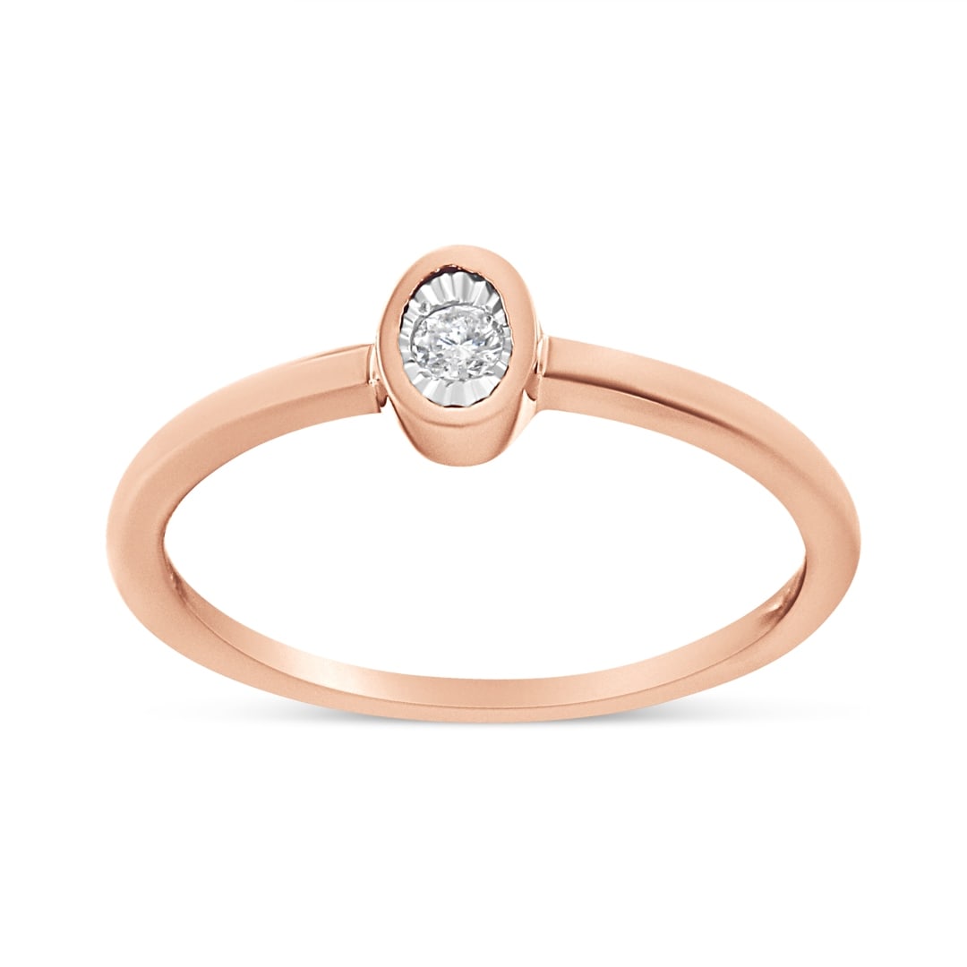 14k Gold Pl. Round .05ct Diamond Oval Shape Ring (1 of 4)