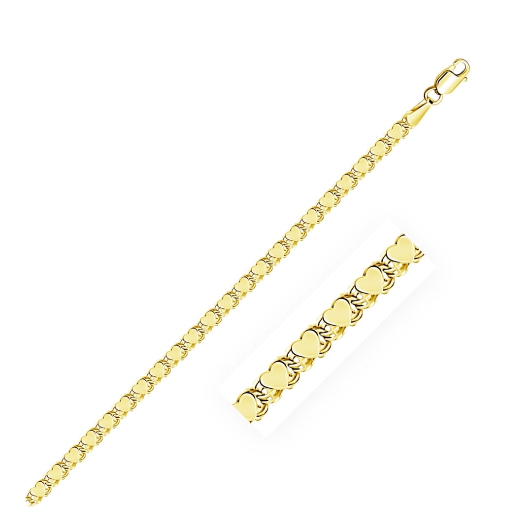 14k Gold Heart Anklet 2.9mm (1 of 3)