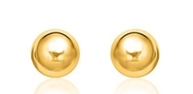 14k Gold Shinny Sphere Stud Earrings 6.0mm: These spherical stud earrings exude understated elegance. Designed in 14k gold. Earring information: diameter: 6. 00 mm, backing: push back.