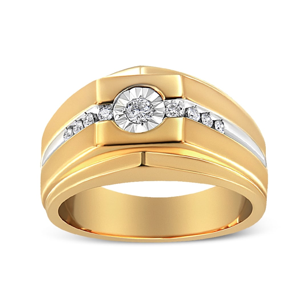 14k Gold-pl .22ct Diamond Men's Ring (1 of 5)
