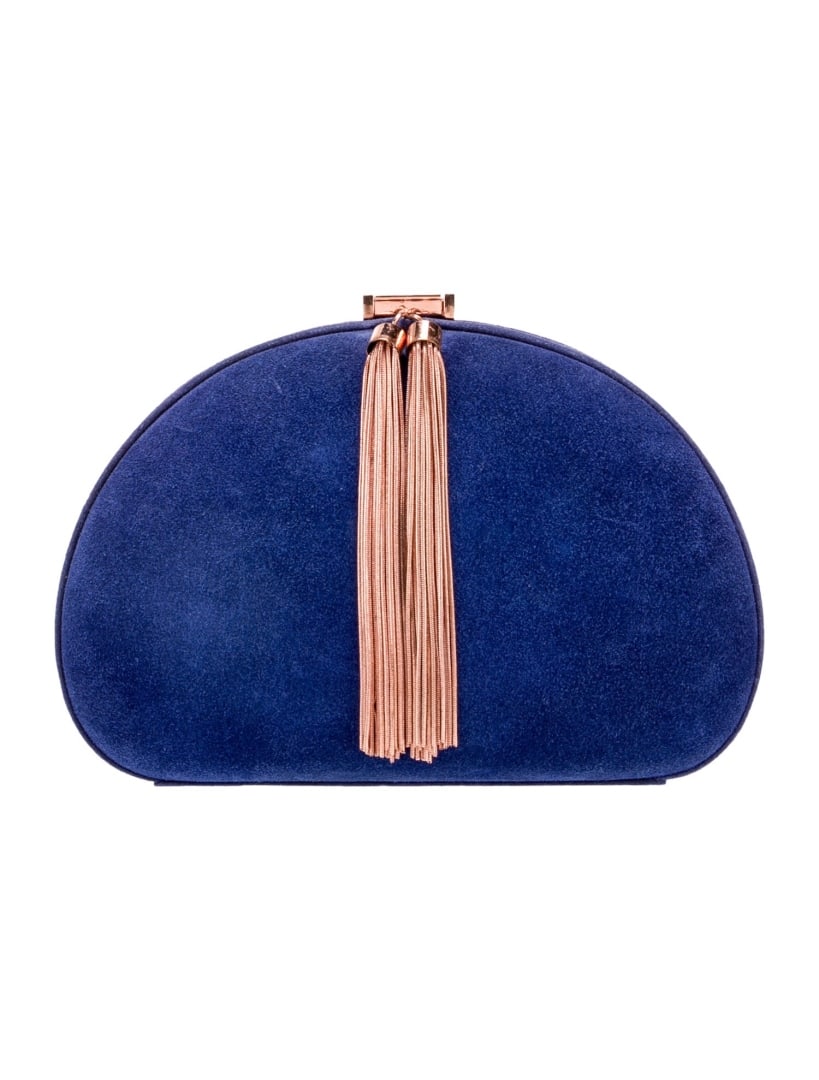 Ted Baker Blue Suede Rose Gold-tone Hdw Clutch (1 of 5)