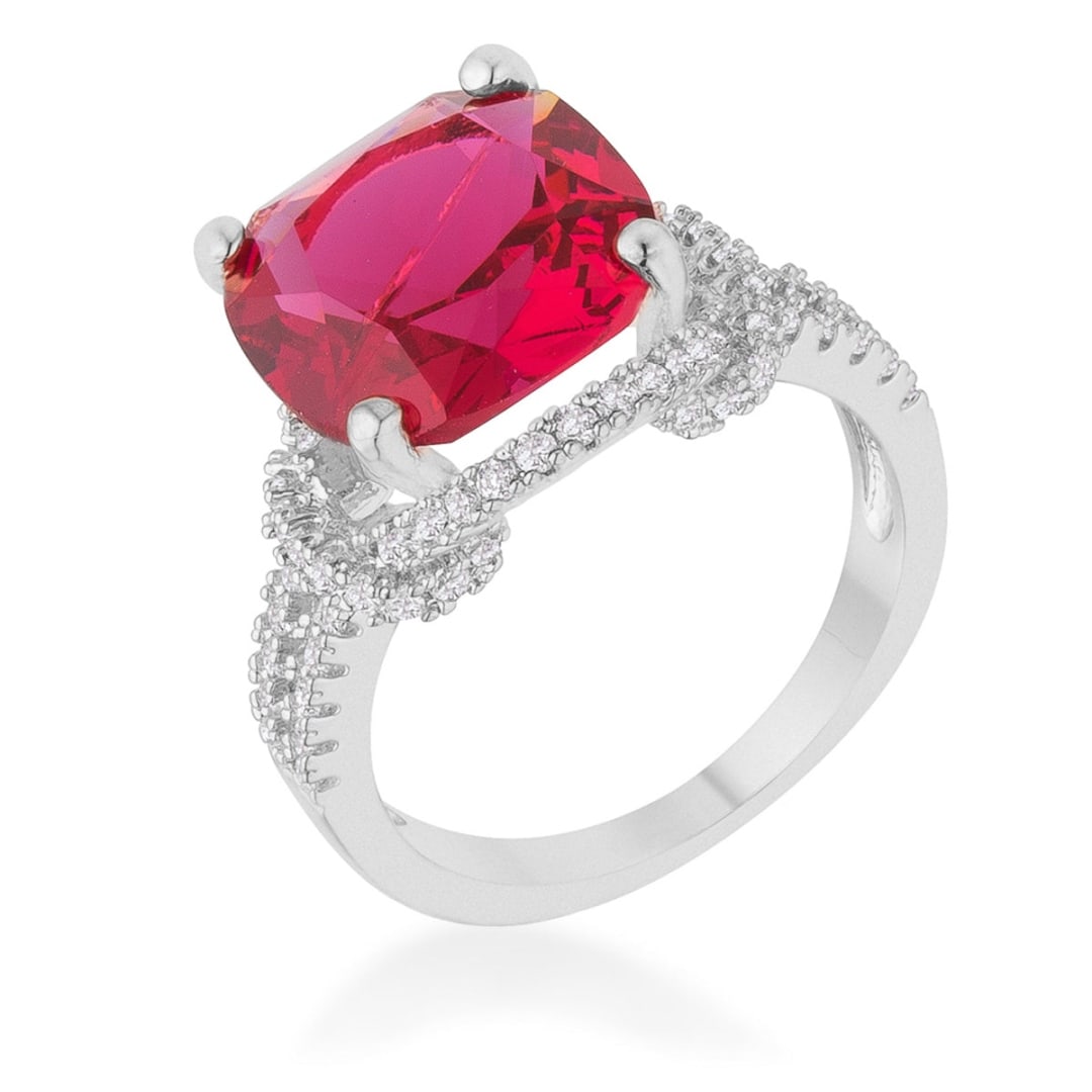 Cushion 6.20ct Ruby & White Topaz Cocktail Ring (1 of 4)