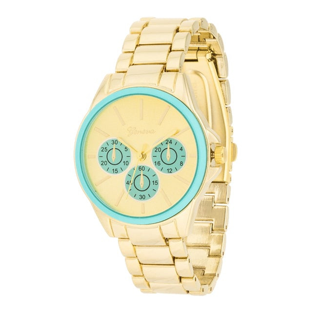 Gold-pl Blue Accent 37mm Chronograph Watch (1 of 1)
