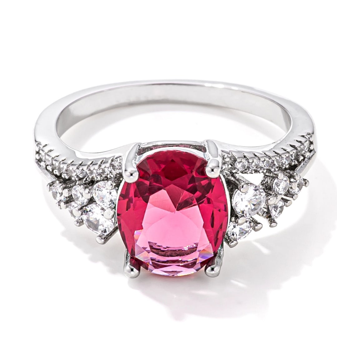 Elegant Oval Cut 3.25ct Ruby & White Topaz Ring (1 of 1)