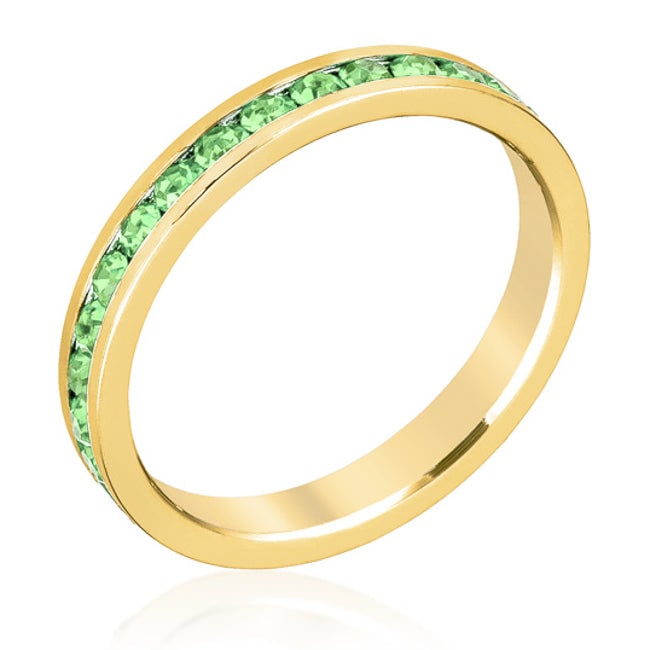 18k Gold-pl. Round .35ct Peridot Eternity Ring (1 of 4)