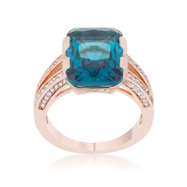 Gold-pl. 8.60ct Blue Zircon Cocktail Ring (1 of 4)