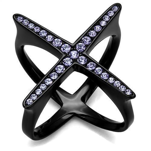 Black Ion Plated .17ct Amethyst Ring: Size 5. Made with stainless steel with black ion plating. Believed to be simulated gemstone(s). Weight (approx): 7. 92 (g)