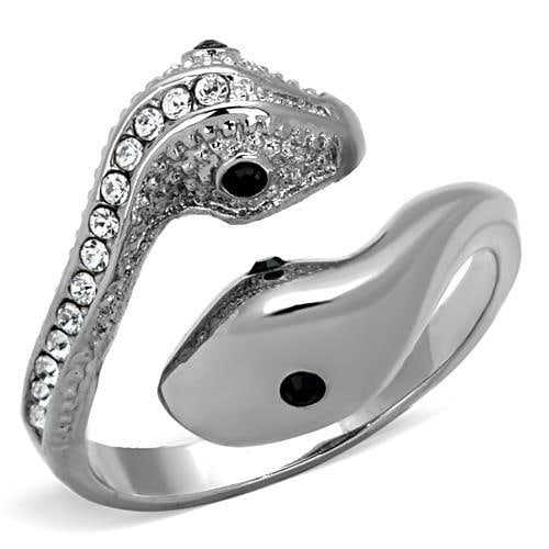 Pretty .04ct Onyx & White Topaz Snake Heads Ring (1 of 1)