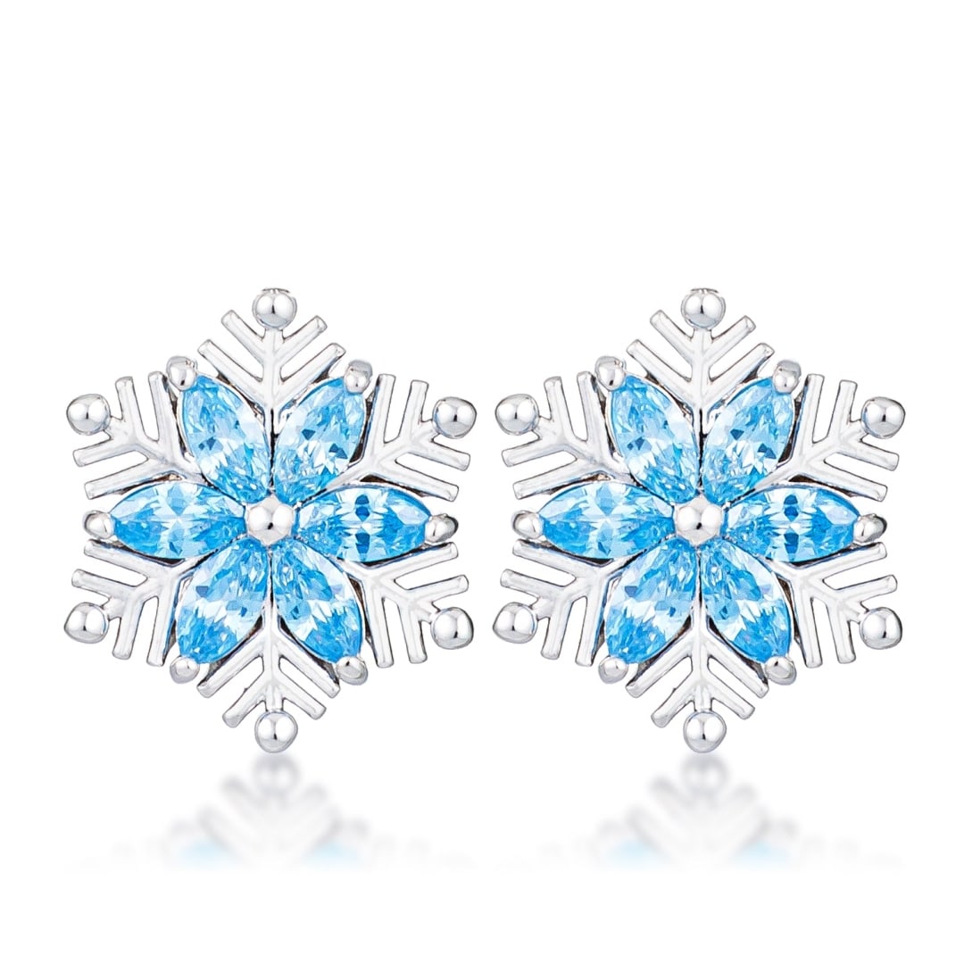 Marquise .60ct Aquamarine Snowflake Earrings (1 of 1)