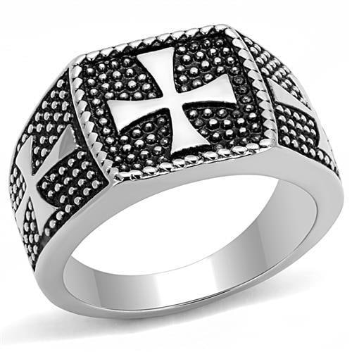 High Polished Gothic Cross Dotted Signet Ring (1 of 1)