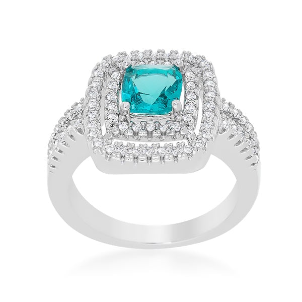 Exquisite 8.48ct Aquamarine & Topaz Ring: Size 6. Elevate your style with this ring featuring a lead free alloy (brass) base with genuine rhodium finish. With a band width of 2. 7 mm and an aquamarine centerpiece, this piece adds a touch of e