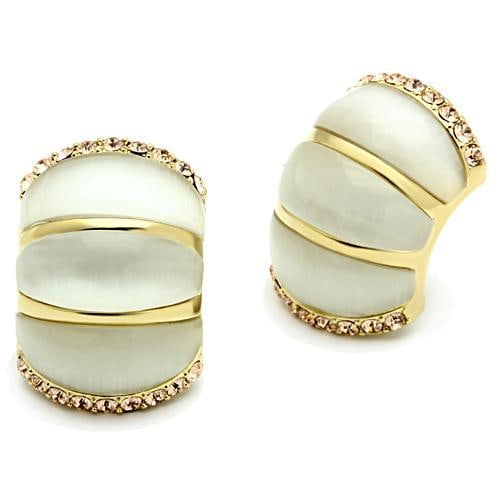 14k Gold Plated Elegant White Cat Eye Earrings (1 of 1)