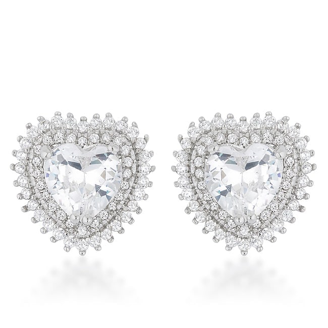 Heart 4.84ct White Topaz Double Halo Earrings (1 of 3)