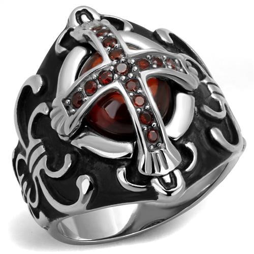 Mystical High Polished 5.09ct Garnet Cross Ring (1 of 1)