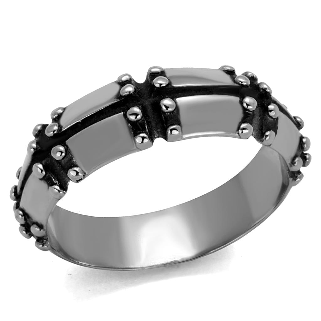 Sleek High Polished Beaded Bars Ring: Size 8. Made with stainless steel high polished. Weight (approx): 4. 32 (g)