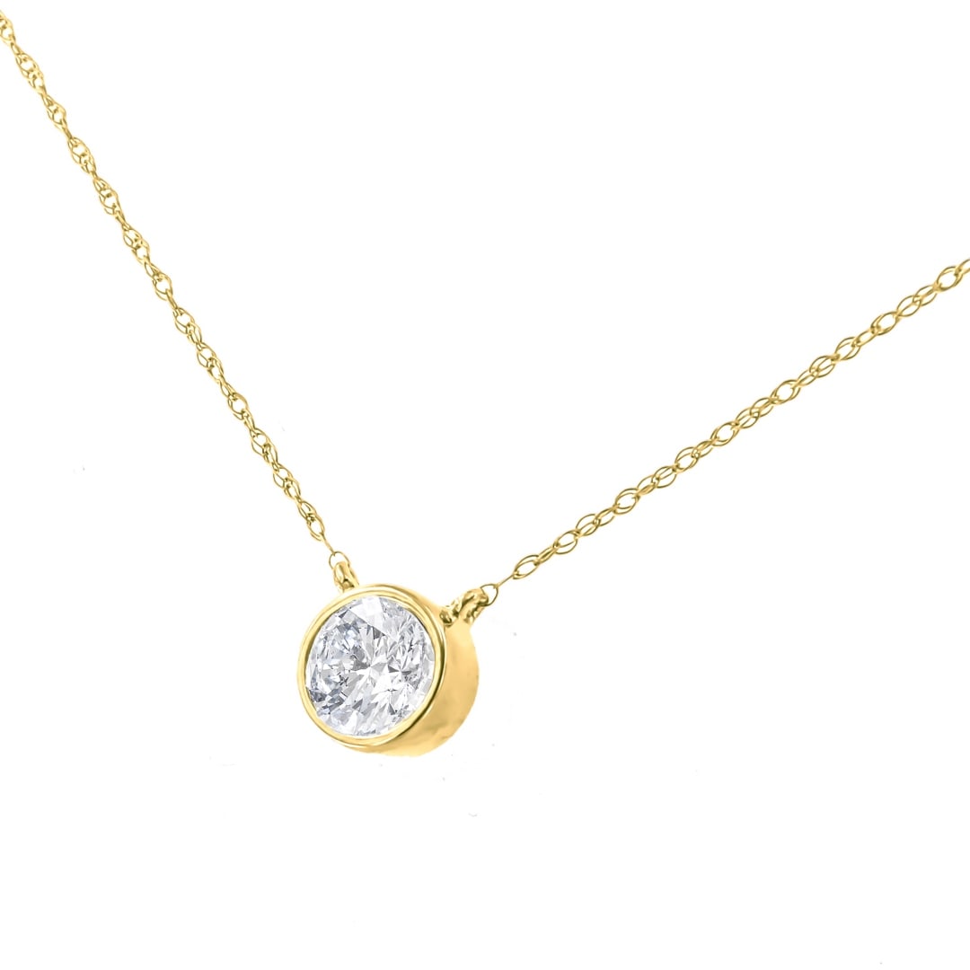 14k Gold-pl Round .50ct Diamond Solitaire Necklace (1 of 4)
