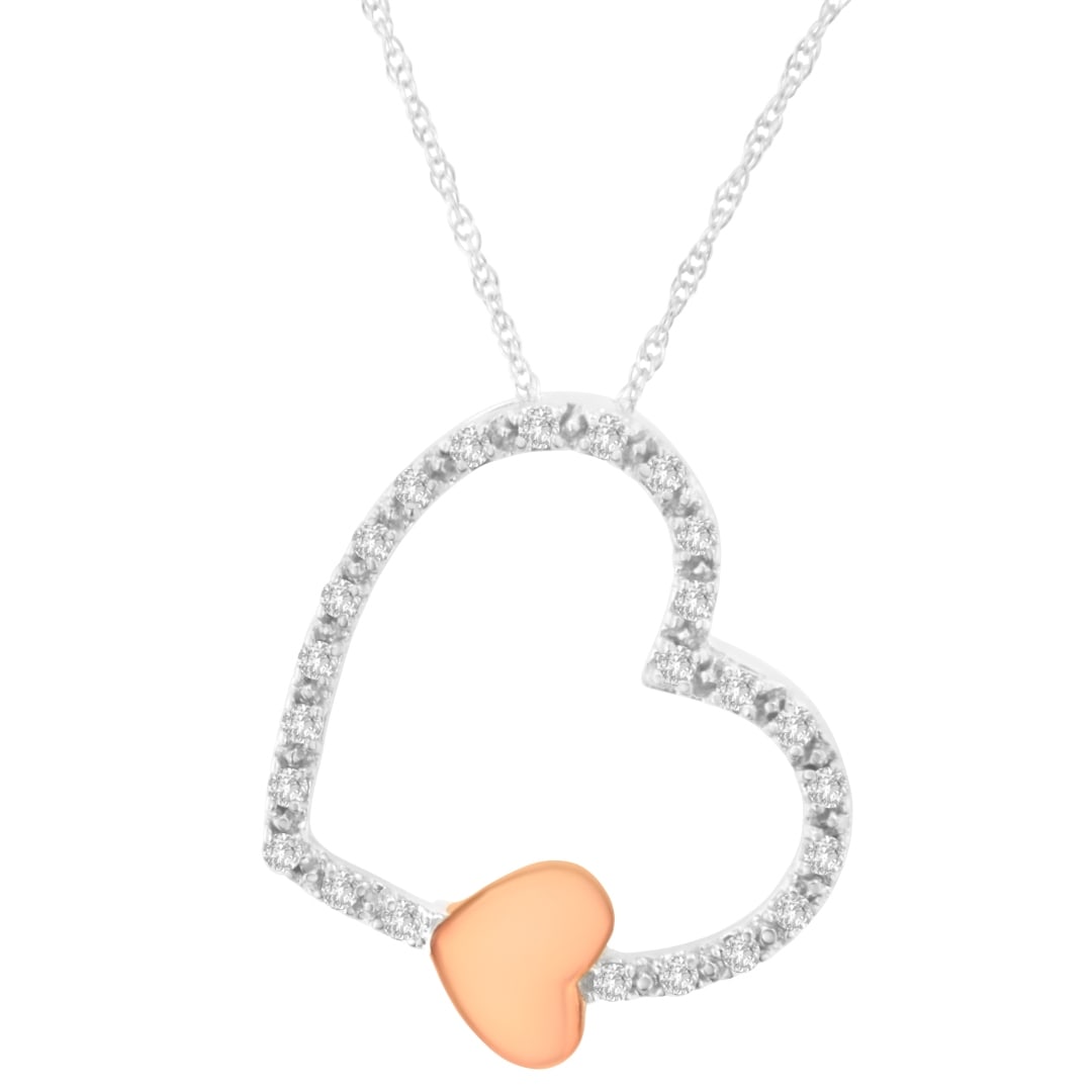 10k Two-tone Gold .14ct Diamond Heart Necklace (1 of 4)