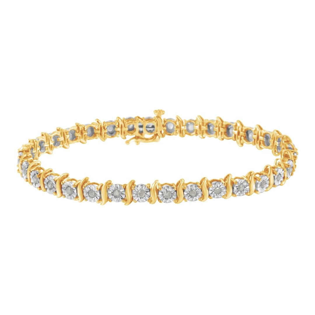 10k Gold-pl 1.00ct Diamond S-curve Link Bracelet (1 of 6)