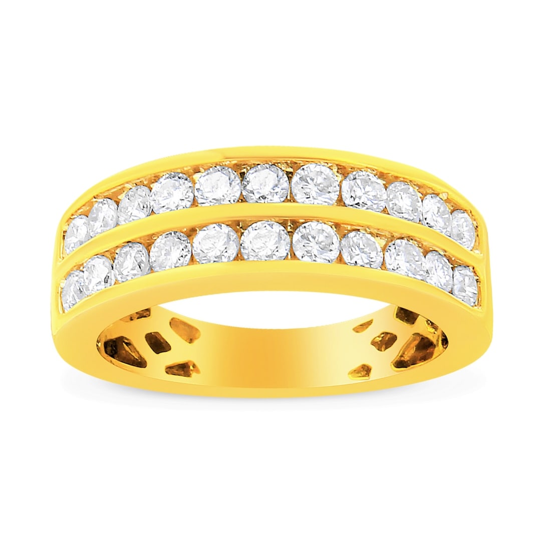 10k Gold Round 1.00ct Two-row Diamond Ring (1 of 6)